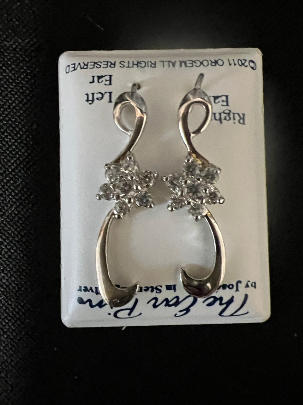 Jose Jay Collection Silver 925 CZFloral Crystal Drop Earrings -